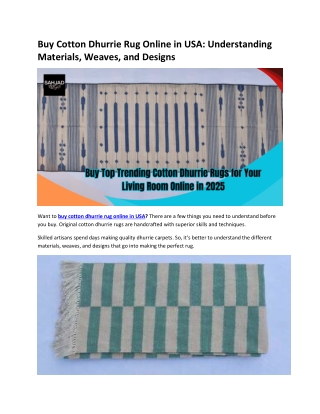 Buy Cotton Dhurrie Rug Online in USA Understanding Materials Weaves and Designs
