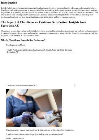 The Impact of Cleanliness on Customer Satisfaction: Insights from Scottsdale AZ