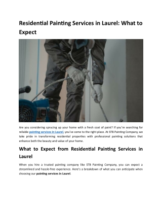 Residential Painting Services in Laurel What to Expect
