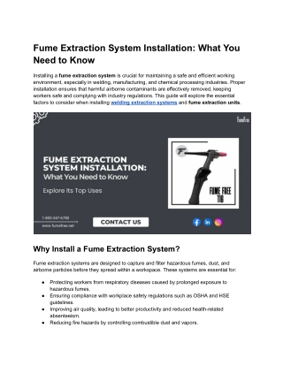 Fume Extraction System Installation_ What You Need to Know