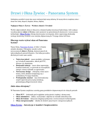 Drzwi i Okna Żywiec - Panorama System