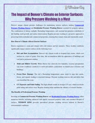 The Impact of Denver’s Climate on Exterior Surfaces - Why Pressure Washing is a Must