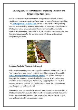 Caulking Services in Melbourne Improving Efficiency and Safeguarding Your House