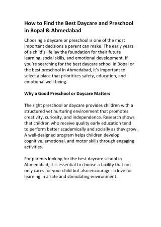 Best Preschool in Bopal | Nurturing Young Minds at Little Wings