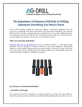 The Importance of Extension Drill Rods in Drilling Operations