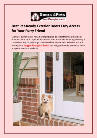 Best Pet-Ready Exterior Doors Easy Access for Your Furry Friend
