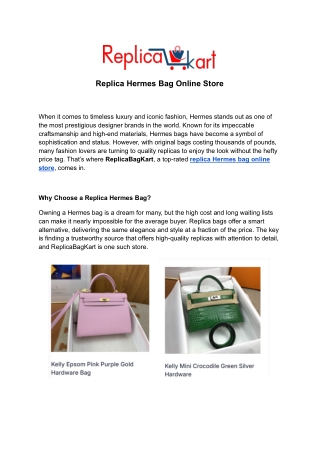Replica Hermes Bag Online Store – Shop Smart with ReplicaBagKart