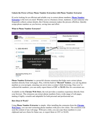 Phone Number Extractor - Chrome Extension