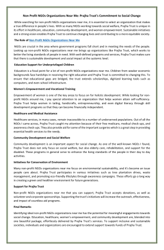 Top NGOs in Chennai: Prajha Trust’s Commitment to Social Welfare