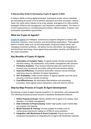 How to Develop Crypto AI Agents in 2025?