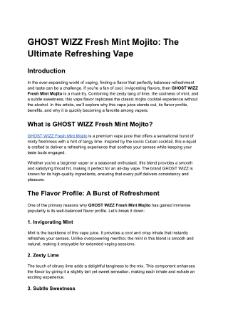GHOST WIZZ Fresh Mint Mojito_ The Ultimate Refreshing Vape