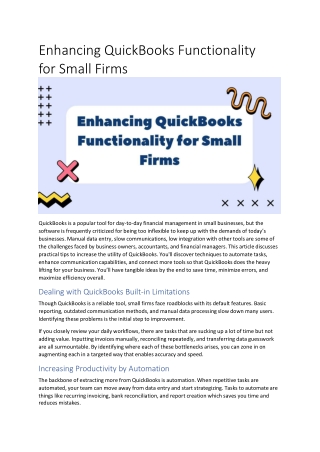Enhancing QuickBooks Functionality for Small Firms