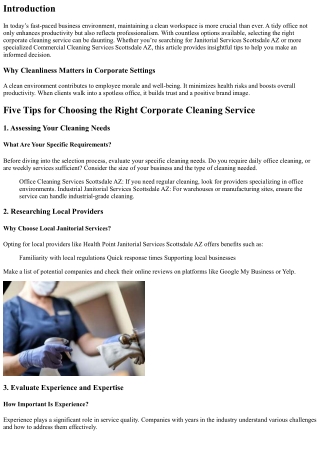 Five Tips for Choosing the Right Corporate Cleaning Service