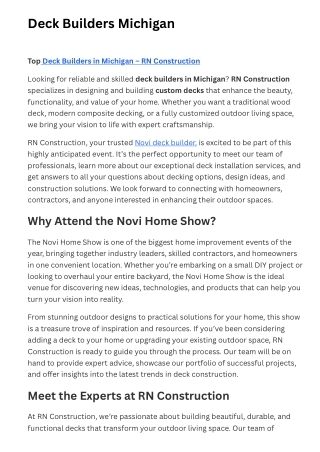 Deck Builders Michigan