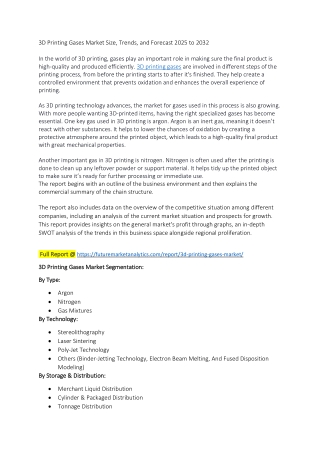 3D Printing Gases Market: Industry Overview & Competitive Landscape