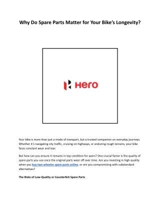 Why Do Spare Parts Matter for Your Bike’s Longevity?