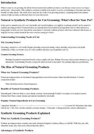 Natural vs Synthetic Products for Cat Grooming: What’s Best for Your Pet?
