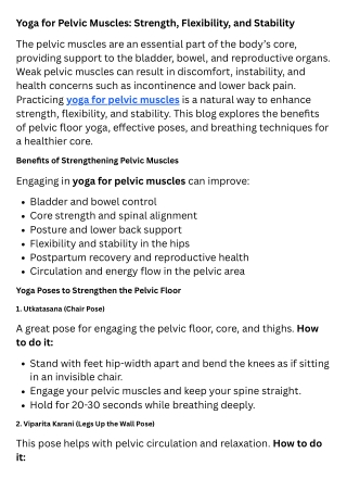 Yoga for Pelvic Muscles
