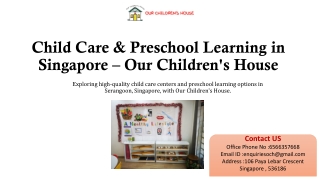 Child Care & Preschool Learning in Singapore