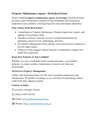 Property Maintenance Agency