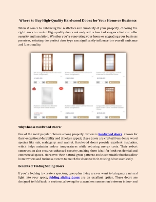 Where to Buy High-Quality Hardwood Doors for Your Home or Business