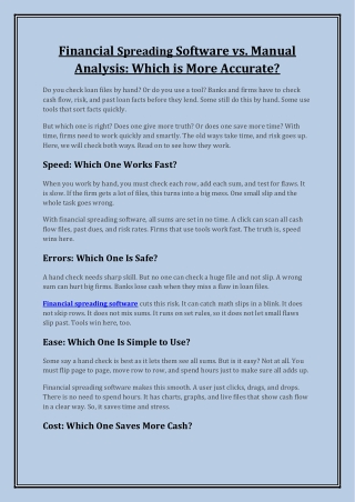 Financial Spreading Software: Streamline Credit Analysis