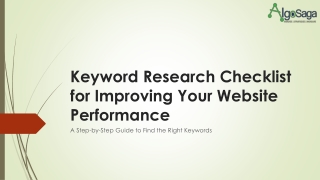 Keyword Research Checklist for Improving Your Website Performance