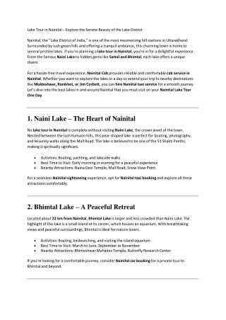 Cab Service in Nainital | Hire Nainital Taxi Service