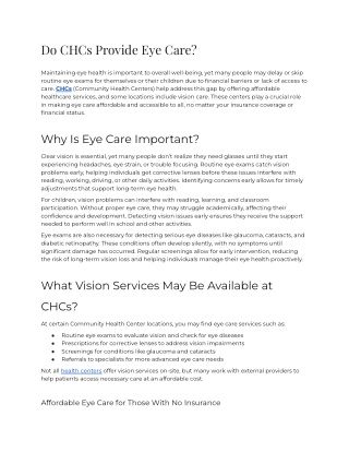 Do CHCs Provide Eye Care_