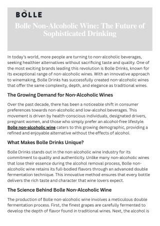 Bolle Non-Alcoholic Wine The Future of Sophisticated Drinking