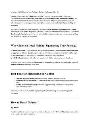 Nainital Ranikhet Tour Package - Nainitab Cab