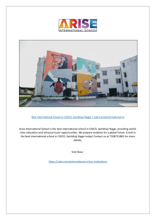 Best International School in CIDCO