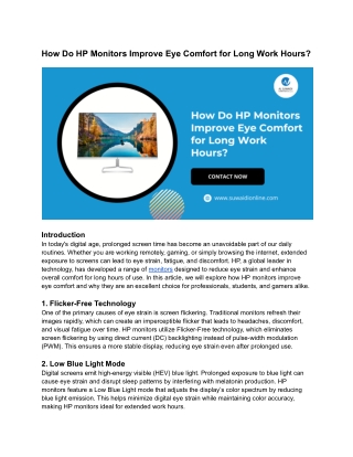 How Do HP Monitors Improve Eye Comfort for Long Work Hours_