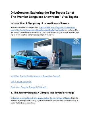 Driving Dreams_ Exploring the Top Toyota Car at the Premier Bangalore Showroom - Viva Toyota