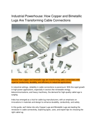 Industrial Powerhouse-How Copper & Bimetallic Lugs Are Transforming Connections