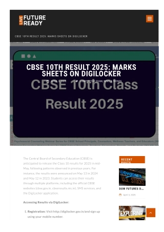 CBSE 10th Result 2025 Marks sheets on DigiLocker