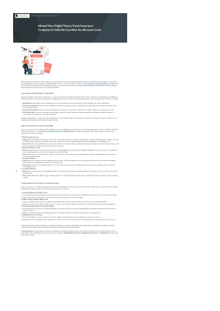 Missed Your Flight How a Travel Insurance Company in Oakville Can Help You Recover Costs