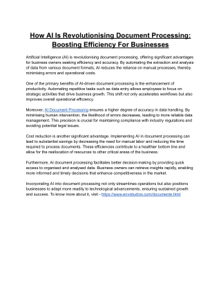 How AI Is Revolutionising Document Processing: Boosting Efficiency For Businesse