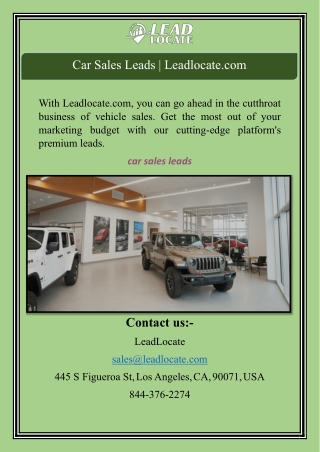 Car Sales Leads | Leadlocate.com