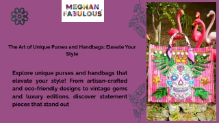 The Art of Unique Purses and Handbags: Elevate Your Style