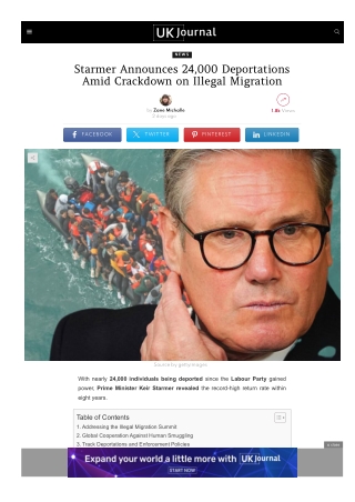 Starmer Announces 24,000 Deportations Amid Crackdown on Illegal Migration