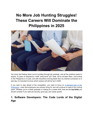 No More Job Hunting Struggles! These Careers Will Dominate the Philippines in 2025