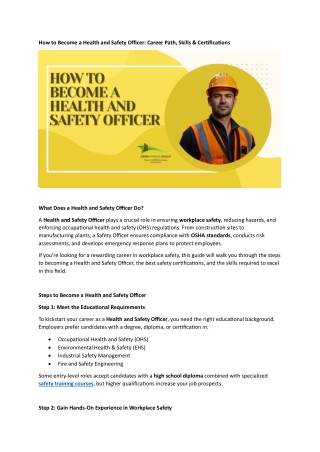 How to Become a Health and Safety Officer