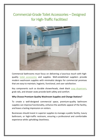 Commercial-Grade Toilet Accessories – Designed for High-Traffic Facilities!