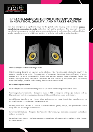 Speaker Manufacturing Company in India Innovation, Quality, and Market Growth