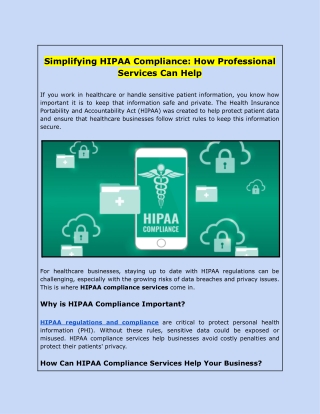 Simplifying HIPAA Compliance: How Professional Services Can Help