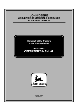 John Deere 4300 Compact Utility Tractors Operator’s Manual Instant Download (Publication No.OMLVU11740)