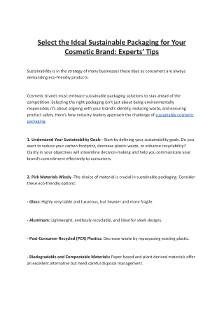 Select the Ideal Sustainable Packaging for Your Cosmetic Brand - Experts  Tips