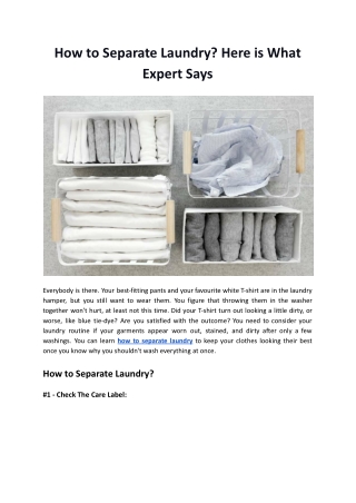 How to Separate Laundry? Here is What Expert Says | Hello Laundry