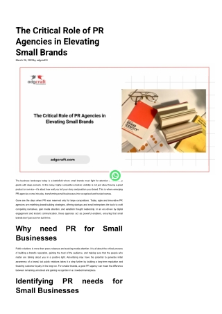 How PR Agencies Elevate Small Brands to Success